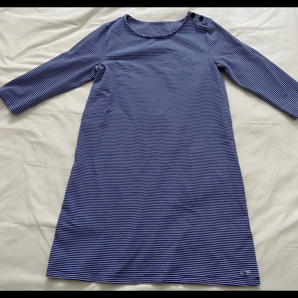 Vineyard Vines blue/white striped dress, L(14)